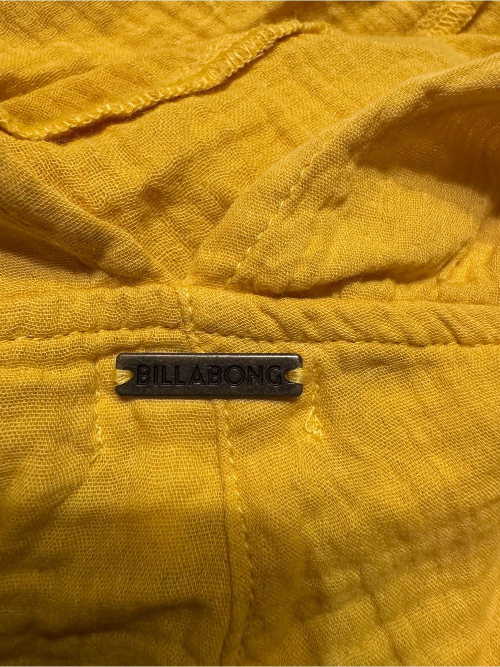 Billabong Girl on the Run Overalls Mustard Yellow Romper Shorts Medium - Picture 6 of 9
